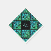 Monogram Celtic Knot Blue Paper Napkins Servet (Hoek)