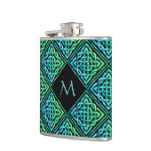 Monogram Celtic Knot Diamond Blue Green Hip Flask Heupfles (Links)