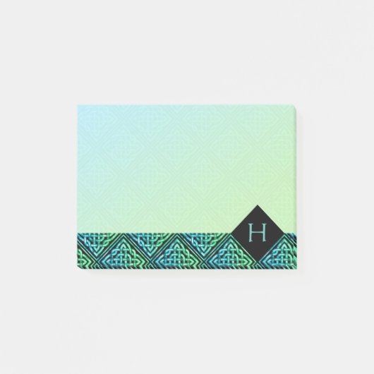 Monogram Celtic Knot Diamond Blue Post-it Post-it® Notes (Voorkant)