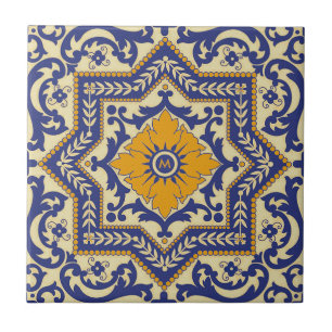 Monogram Ceramic Azulejo Style Blue Tile Tegeltje