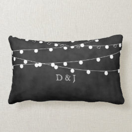 Monogram Chalkboard airy Lights & Hearts Pillow Kussen