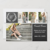 Monogram Chalkboard Graduation Party Kaart (Voorkant)