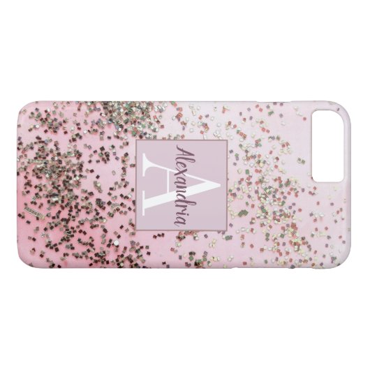 Monogram Champagne Pink Confetti Case-Mate iPhone Case (Achterkant (Horizontaal))