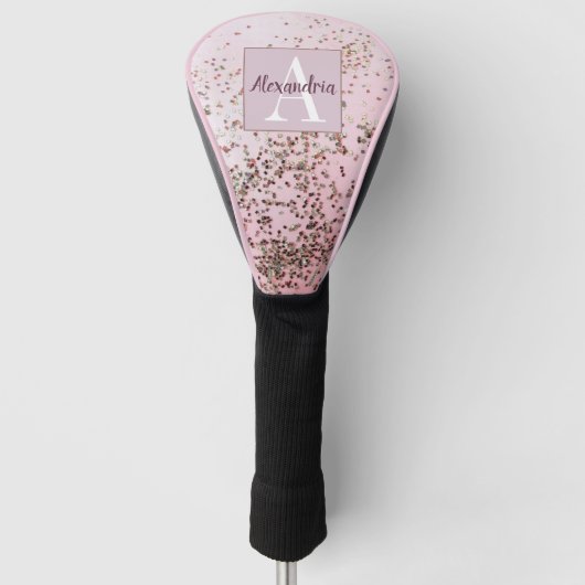 Monogram Champagne Pink Confetti Golfheadcover (Voorkant)
