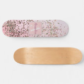 Monogram Champagne Pink Confetti Skateboard (Horizontaal)