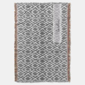Monogram Charcoal Gray Tribal Ikat Diamond Pattern Deken (Voorkant Verticaal)