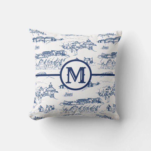 Monogram Chattanooga Blue Kussen (Voorkant)