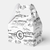 Monogram Chattanooga Toile Favor Box Bedankdoosjes (Achterkant)