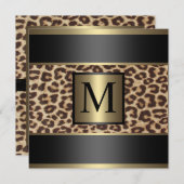Monogram Cheetah, Leopard Wedding Kaart (Voorkant / Achterkant)