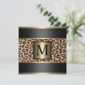 Monogram Cheetah, Leopard Wedding Kaart (Staand voorkant)