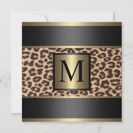 Monogram Cheetah, Leopard Wedding Kaart (Voorkant)