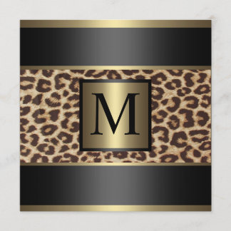 Monogram Cheetah, Leopard Wedding Kaart