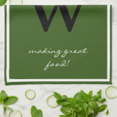 Monogram + Chef's NAME maken geweldig eten Rustic Theedoek (Gevouwen)