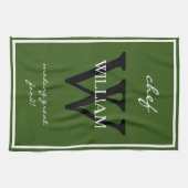 Monogram + Chef's NAME maken geweldig eten Rustic Theedoek (Horizontaal)