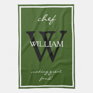 Monogram + Chef's NAME maken geweldig eten Rustic Theedoek