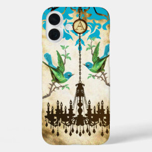 Monogram Cherry Blossom Bird Chandelier iPhone 16 Plus Hoesje