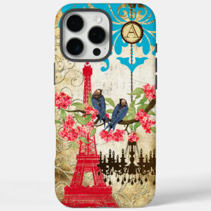 Monogram Cherry Blossom Bird Chandelier iPhone iPhone 16 Pro Max Hoesje