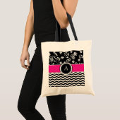 Monogram Chevron en Floral Pattern Canvas tas (Voorkant (product))