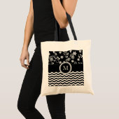 Monogram Chevron en Foral Pattern Canvas tas (Voorkant (product))