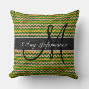 Monogram Chevron Jute Rustic #36 Kussen