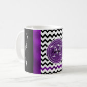 Monogram Chevron Pattern Black en Paarse olie Koffiemok (Voorkant links)