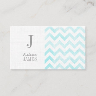 Monogram chevron visitekaartjes blauw