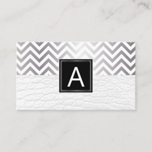 Monogram Chevron Wit leder Visitekaartje