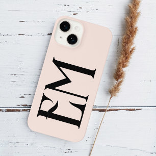 Monogram Chic Blush Pink iPhone 14 Hoesje