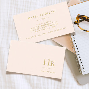 Monogram Chic Blush Roze Goud Eenvoudig Elegant Visitekaartje