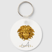 Monogram Chic Franse Gouden Medusa Masker Wit Sleutelhanger (Achterkant)