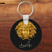 Monogram Chic French Gold Medusa Masker Sleutelhan Sleutelhanger (Voorkant)