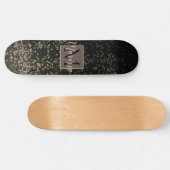 Monogram Chic Gold Confetti gepersonaliseerd Skateboard (Horizontaal)