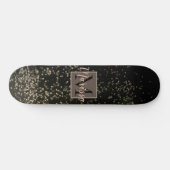 Monogram Chic Gold Confetti gepersonaliseerd Skateboard (Horizontaal)