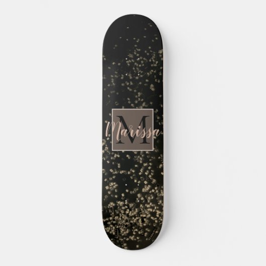 Monogram Chic Gold Confetti gepersonaliseerd Skateboard (Voorkant)