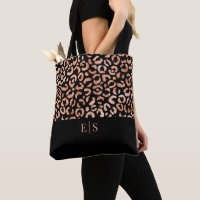 Monogram Chic Leopard Animal Print Canvas tas