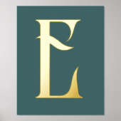 Monogram Chic Modern Blauwgroen Folie Afdrukken (Voorkant)