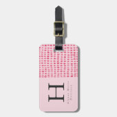 Monogram Chic Modern Bright Roze Bagagelabel (Voorkant verticaal)