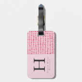 Monogram Chic Modern Bright Roze Bagagelabel (Achterkant verticaal)