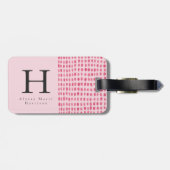 Monogram Chic Modern Bright Roze Bagagelabel (Achterkant horizontaal)