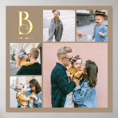 Monogram Chic Multi Foto Boho Beige Folie Afdrukken (Voorkant)