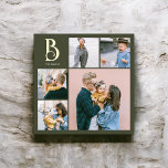 Monogram Chic Multi Photo Boho Vert<br><div class="desc">Elevez votre décor de maison avec notre imprimé d'papier peint carré personnalisé, parfait pour ajouter une touche d'élégance et de personnalisation à tout espace. Cette pièce étonnante présente un collage photo avec 4 photos carrés et 1 photo verticale plus grande, vous permettant de présenter vos souvenirs préférés dans une présentation...</div>
