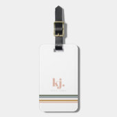 Monogram Chic Retro Stripes Bagagelabel (Voorkant verticaal)