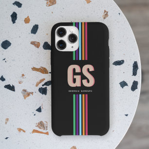 Monogram Chic Retro Stripes iPhone 15 Pro Max Hoesje