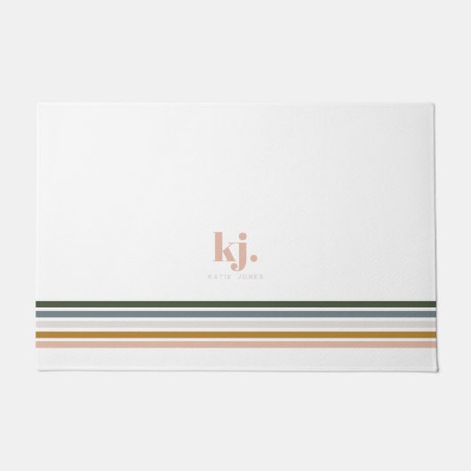 Monogram Chic Retro Stripes Deurmat (Voorkant)