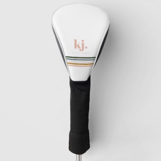 Monogram Chic Retro Stripes Golfheadcover (Voorkant)