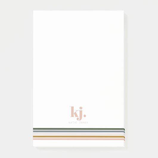 Monogram Chic Retro Stripes Post-it® Notes (Voorkant)