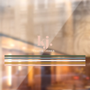 Monogram Chic Retro Stripes Raamsticker