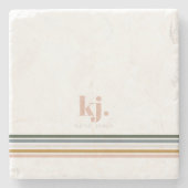 Monogram Chic Retro Stripes Stenen Onderzetter (Voorkant)