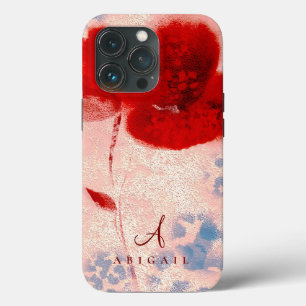 Monogram Chic Roos Gold en Bourgogne Floral iPhone 13 Pro Hoesje