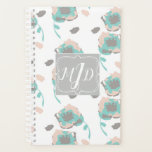 Monogram Chic Rose Floral Planner Design<br><div class="desc">Conception du planificateur floral</div>